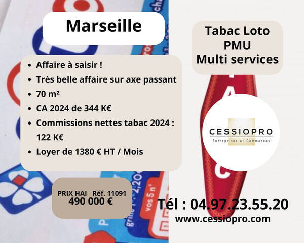 Vente Fonds de commerce tabac - loto - pmu 82 m² Marseille 15e Arrondissement (13015)