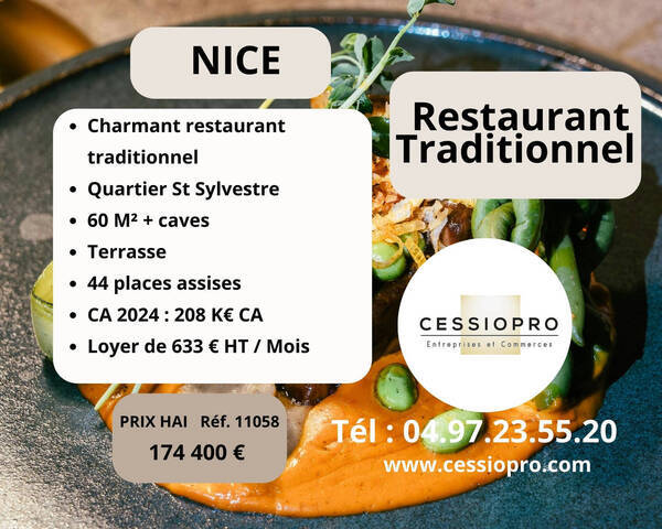 Vente Fonds de commerce restaurant 60 m² Nice (06100)