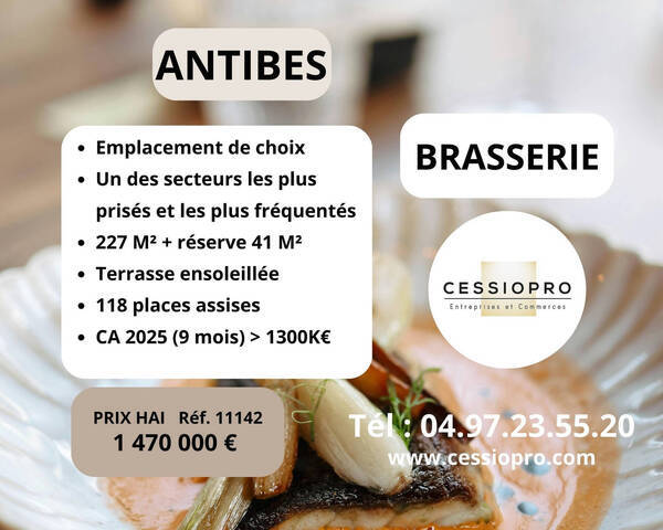 Vente Fonds de commerce brasserie 227 m² Antibes (06160)