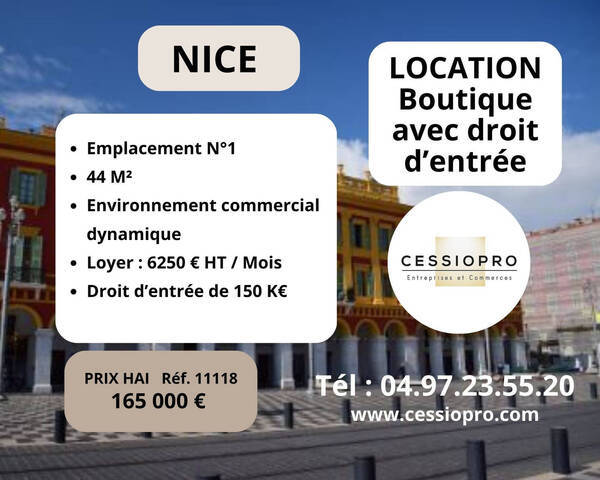 Vente Fonds de commerce cession de droit au bail 44 m² Nice (06000)