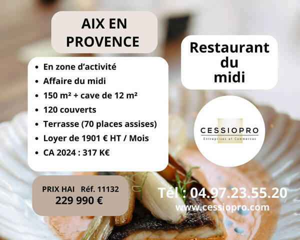 Vente Fonds de commerce restaurant 1 m² Aix-en-Provence (13090)