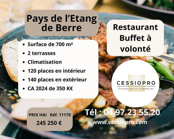 Vente Fonds de commerce restaurant 400 m² Châteauneuf-les-Martigues (13220)