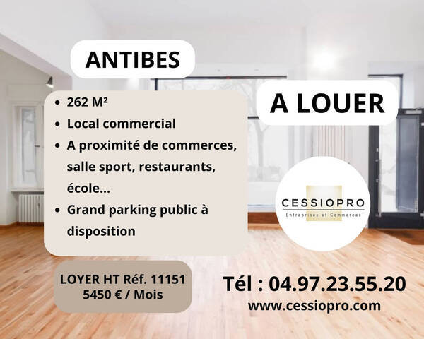 Vente Local commercial 262 m² Antibes (06160)