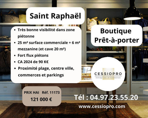 Sale Business prêt à porter 45 m² Saint-Raphaël (83700)