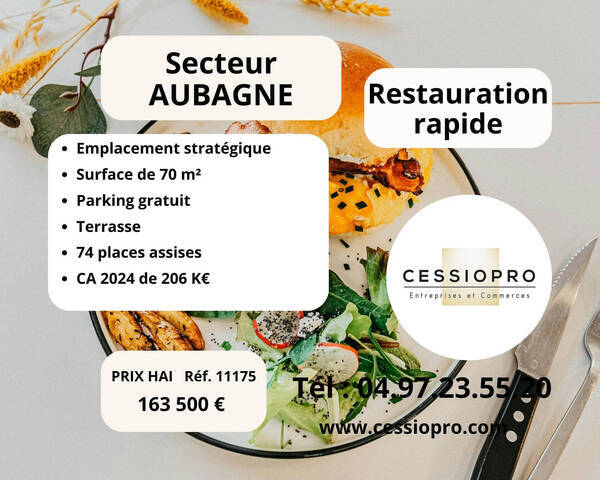 Sale Business restauration rapide 70 m² Aubagne (13400)
