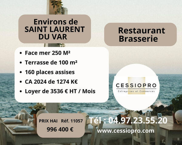 Vente Fonds de commerce restaurant - brasserie 250 m² Saint-Laurent-du-Var (06700)