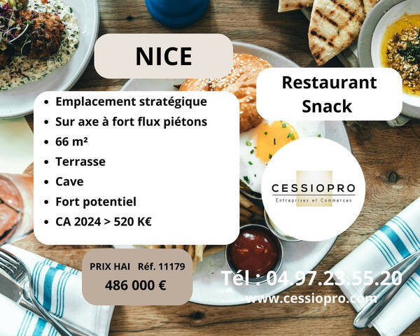 Vente Fonds de commerce restaurant - restauration rapide 66 m² Nice (06000)