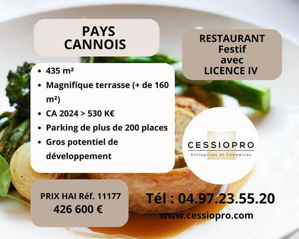 Vente Fonds de commerce restaurant 435 m² Mouans-Sartoux (06370)