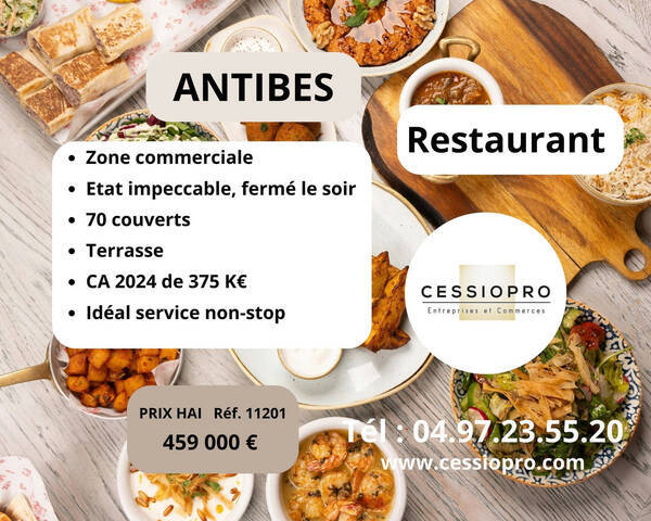 Vente Fonds de commerce restaurant 135 m² Antibes (06160)