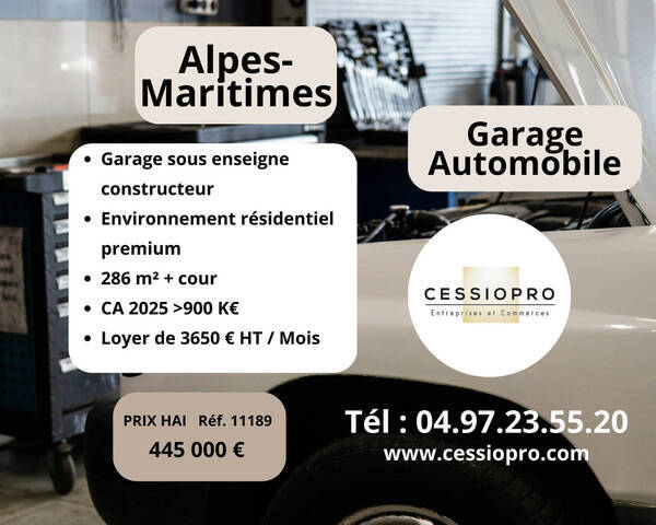 Vente Fonds de commerce garage 286 m² Cannes (06150)