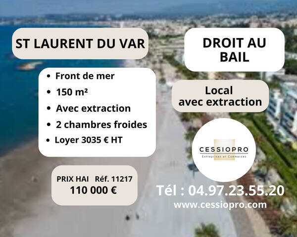 Vente Fonds de commerce cession de droit au bail 150 m² Saint-Laurent-du-Var (06700)