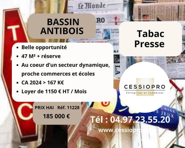 Vente Fonds de commerce tabac - presse 47 m² Antibes (06160)