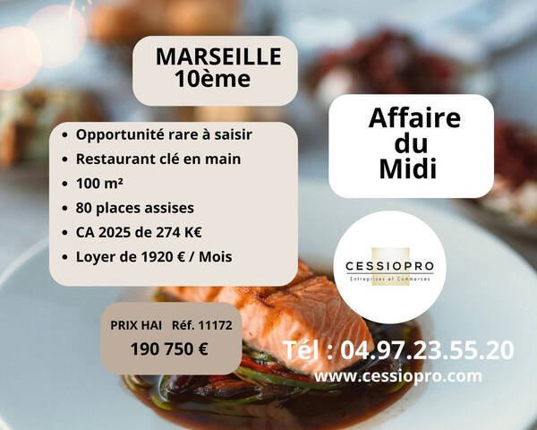 Sale Business restaurant 100 m² Marseille 10e Arrondissement (13010)