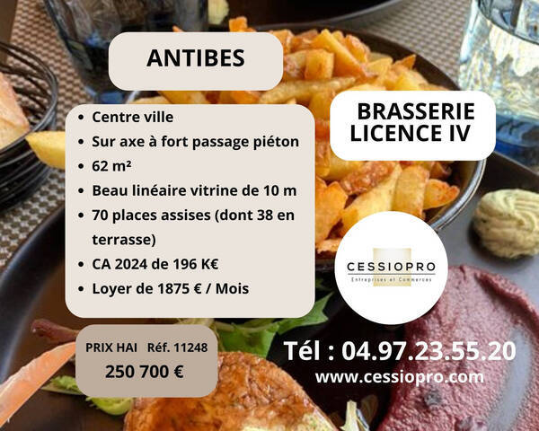 Vente Fonds de commerce brasserie - licence iv 62 m² Antibes (06160)