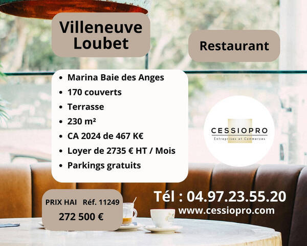 Vente Fonds de commerce restaurant 230 m² Villeneuve-Loubet (06270)