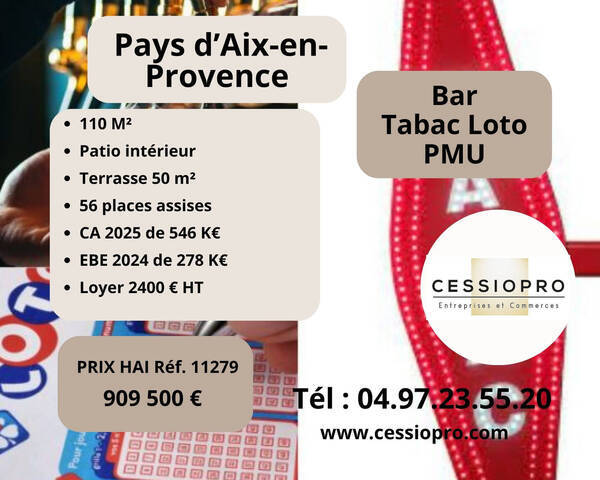 Vente Fonds de commerce bar - tabac 110 m² Aix-en-Provence (13090)