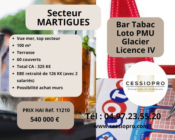 Sale Business bar - tabac - loto - pmu 100 m² Martigues (13500)