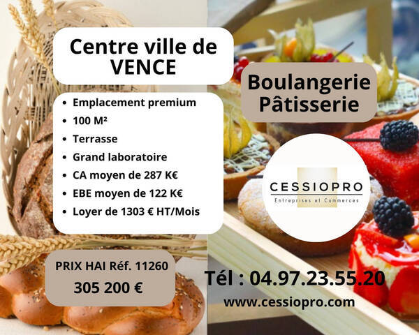 Vente Fonds de commerce boulangerie - pâtisserie 100 m² Vence (06140)