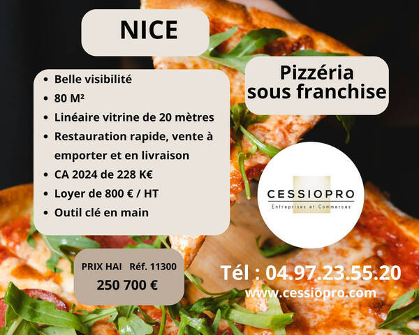 Vente Fonds de commerce vente à emporter - pizzeria 80 m² Nice (06100)