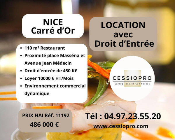 Vente Fonds de commerce cession de droit au bail 110 m² Nice (06000)