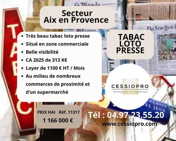 Vente Fonds de commerce tabac - loto - presse 60 m² Aix-en-Provence (13090)