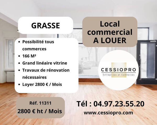 Louer Local commercial 166 m² Grasse (06130)