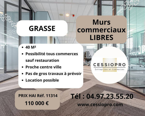 Vente Fonds de commerce murs commerciaux 40 m² Grasse (06130)