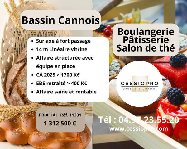 Vente Fonds de commerce boulangerie - pâtisserie - salon de thé 452 m² Cannes (06150)