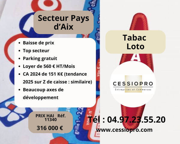 Vente Fonds de commerce tabac - loto 25 m² Aix-en-Provence (13090)
