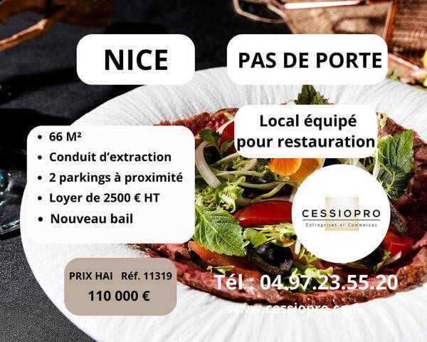 Vente Fonds de commerce cession de droit au bail 66 m² Nice (06000)