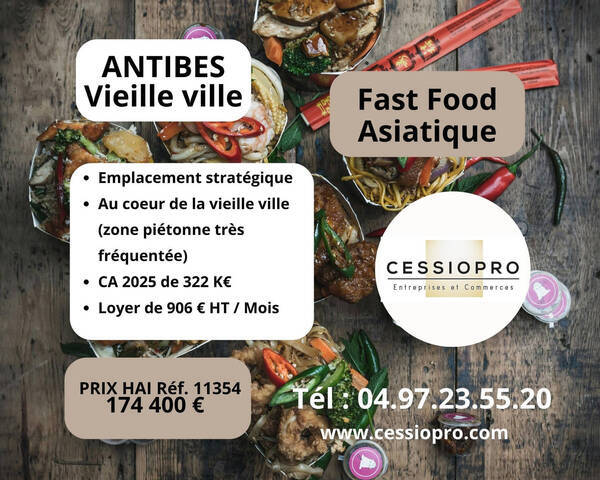 Sale Business vente à emporter - restauration rapide 35 m² Antibes (06160)