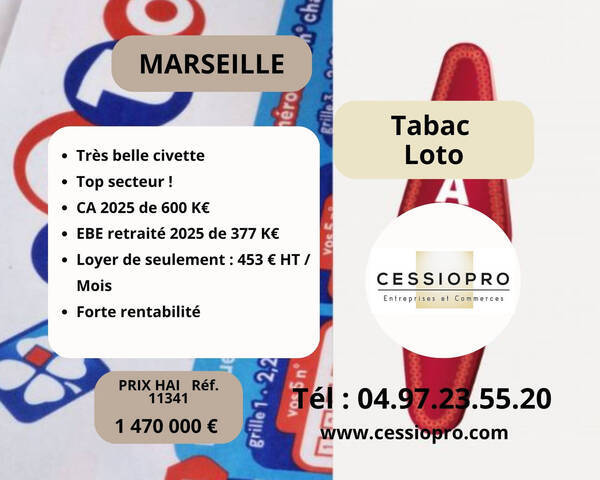 Vente Fonds de commerce tabac - loto 25 m² Marseille 6e Arrondissement (13006)