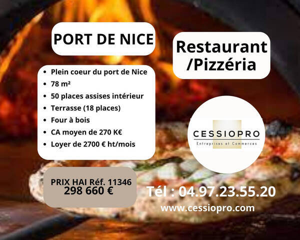 Vente Fonds de commerce restaurant - pizzeria 78 m² Nice (06300)
