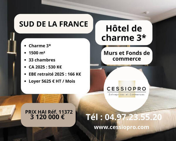 Vente Local murs et fonds de commerce 1500 m² Fontvieille (13990)