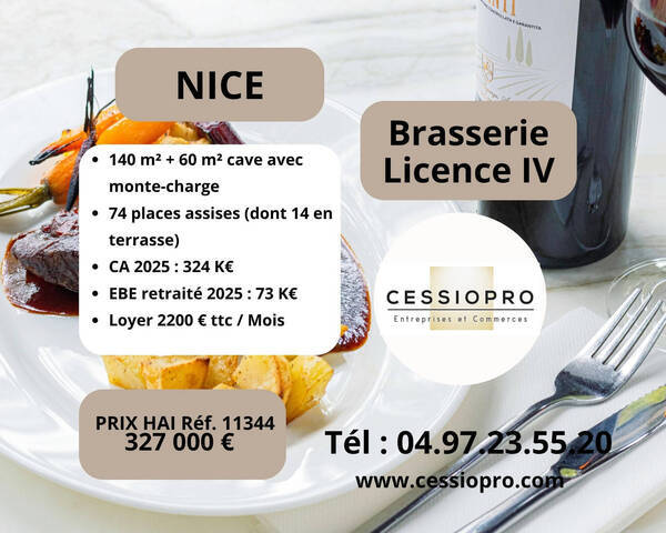 Vente Fonds de commerce brasserie - licence iv 200 m² Nice (06000)