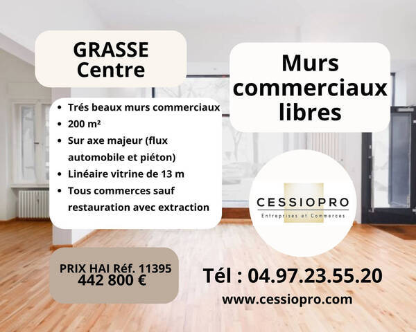 Vente Fonds de commerce murs commerciaux 200 m² Grasse (06130)