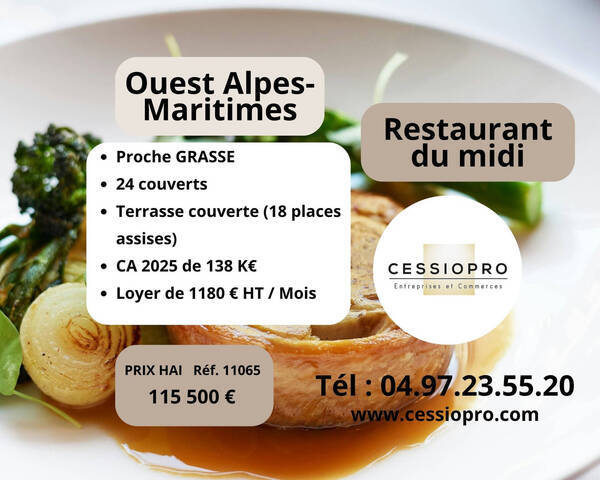 Vente Fonds de commerce restaurant 50 m² Grasse (06130)