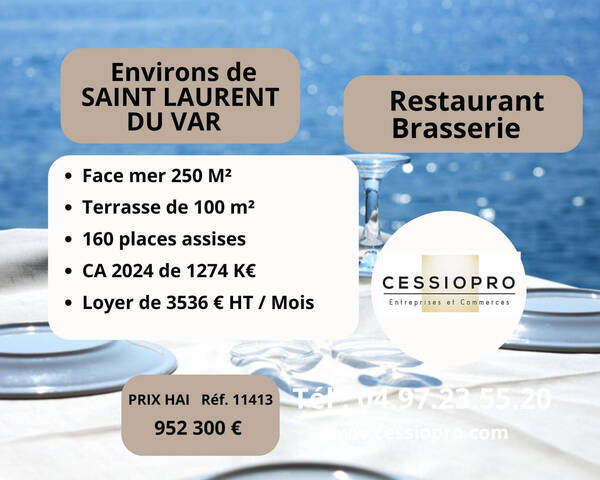 Vente Fonds de commerce restaurant - brasserie 250 m² Saint-Laurent-du-Var (06700)