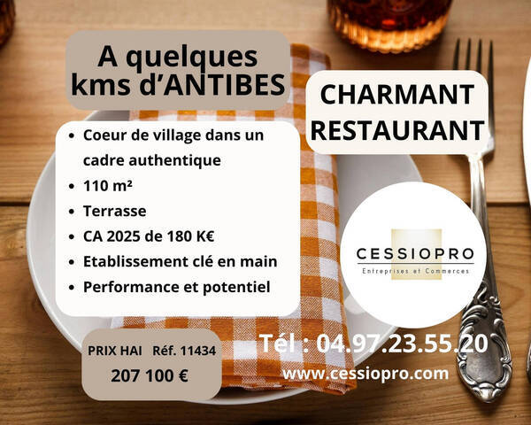 Vente Fonds de commerce restaurant 110 m² Antibes (06160)