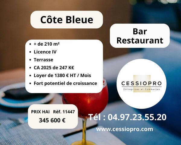 Vente Fonds de commerce bar - restaurant 216 m² Carry-le-Rouet (13620)