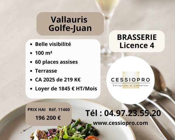 Vente Fonds de commerce brasserie - licence iv 100 m² Vallauris (06220)