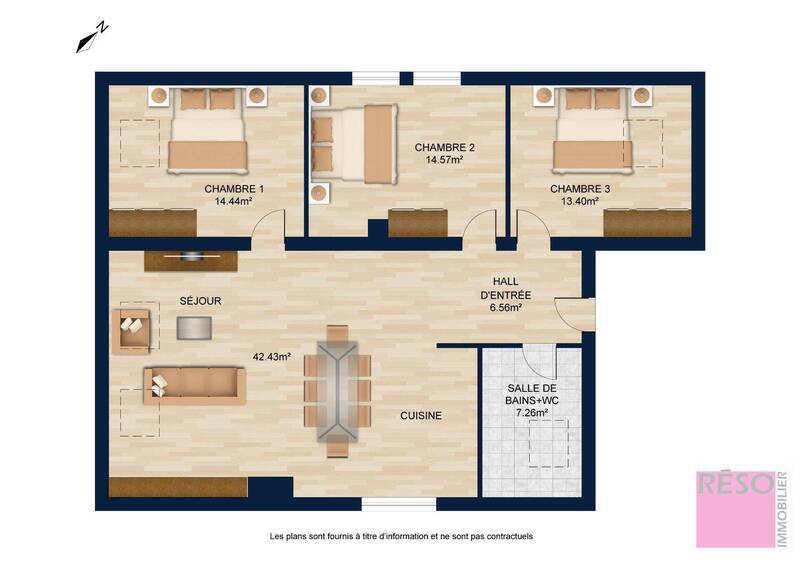 Buy apartment 4 rooms 90.58 m² in Habère-Lullin 74420