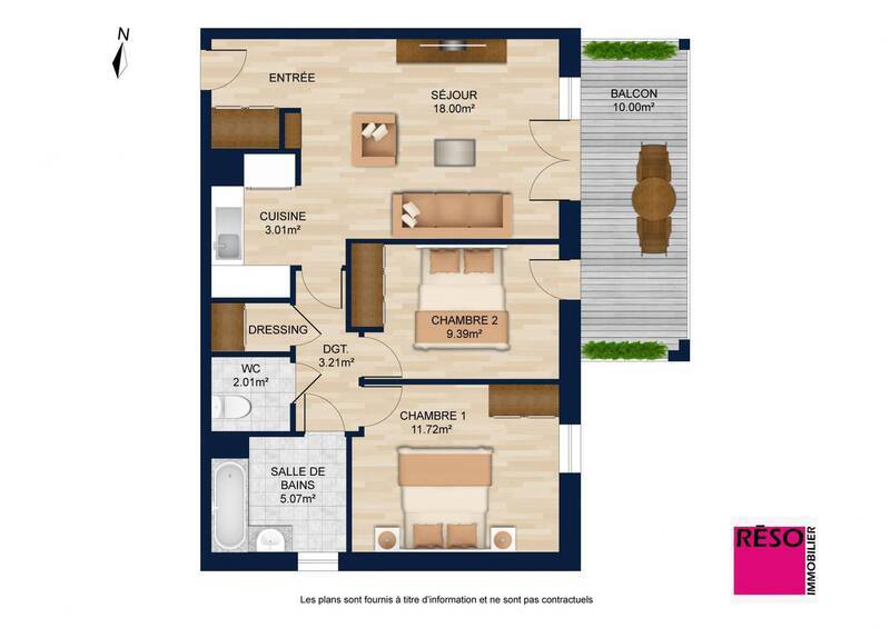 Buy apartment 3 rooms 58 m² in Cranves-Sales 74380