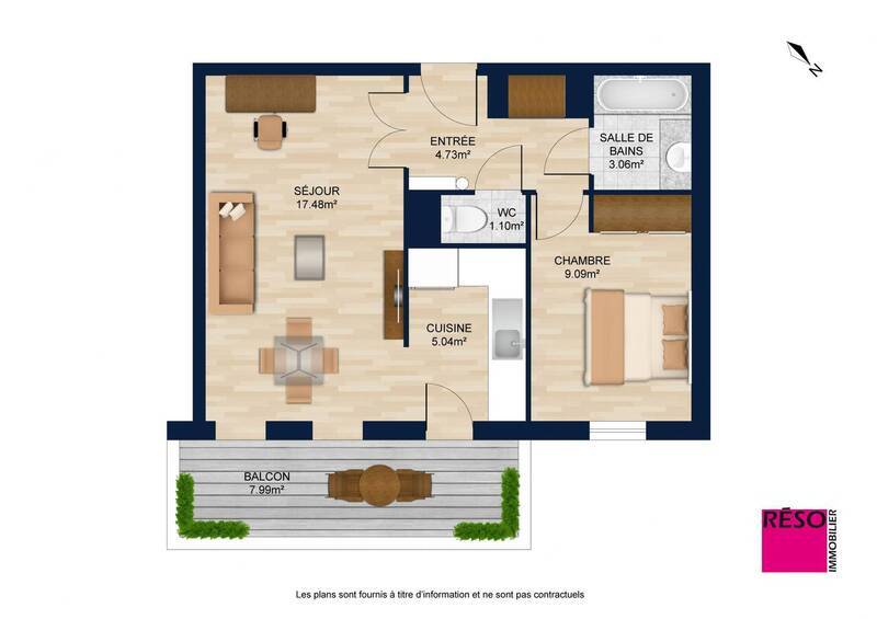 Buy apartment 2 rooms 43.94 m² in Valleiry 74520