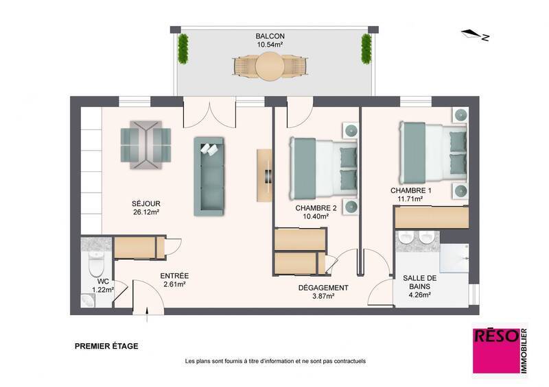 Vente appartement 3 pièces 59.43 m² à Marcellaz 74250
