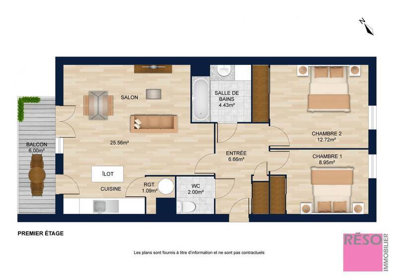 Vente appartement 3 pièces 61.4 m² à Ville-la-Grand 74100