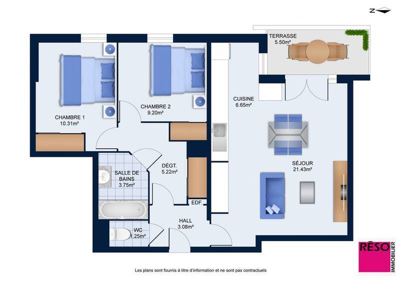 Vente appartement 3 pièces 60 m² à Ville-la-Grand 74100