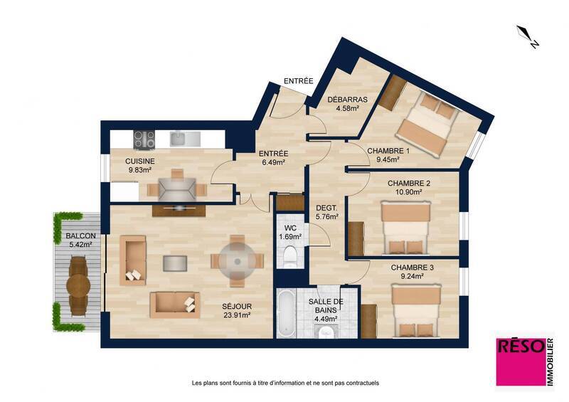 Vente appartement 4 pièces 87 m² à Ville-la-Grand 74100